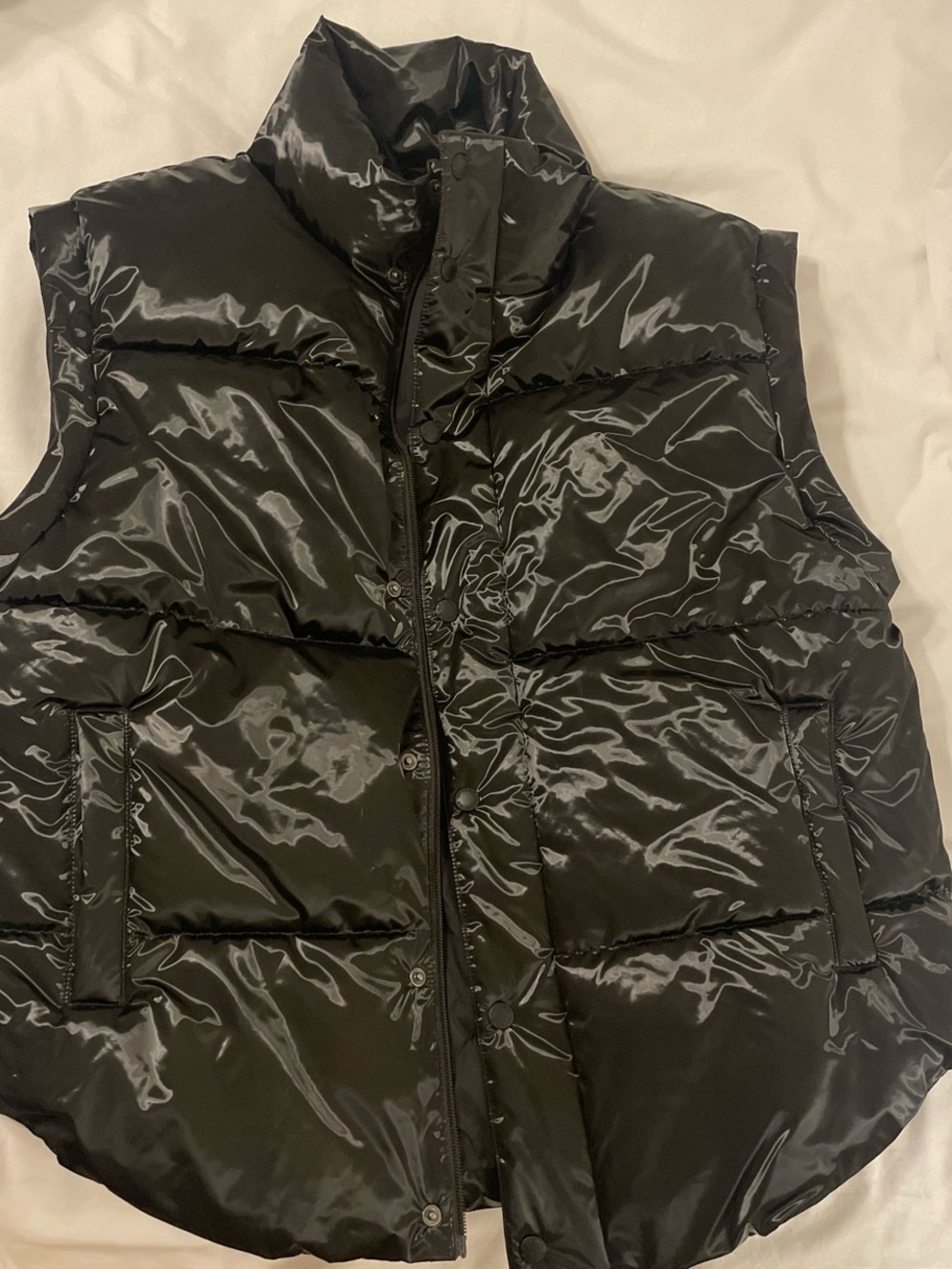Aerie Black Quilted Oversized Puffer Vest